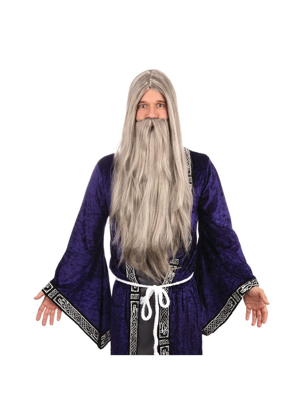 Wizard Wig + Beard Long Grey